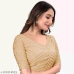 Georgette Designer Women Blouse with Gota Patti Lace|Back Design|Padded