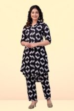 Women's Printed Black Cord-Set Kurta with Pant, Easy to Wear, Lightweight, Breathable, Stylish & Comfortable, All-Day Comfort and Durability_S - Image 3